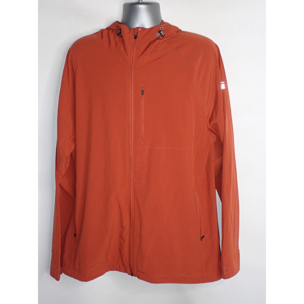 Eastern Mountain Sports Men Full Zip Hooded Softshell Jacket Orange XL Gorpcore